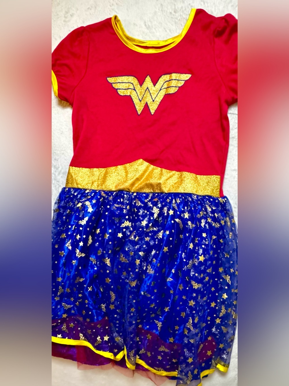 DC Girls Wonder Woman Dress Costume with Gold Accents size 10-12